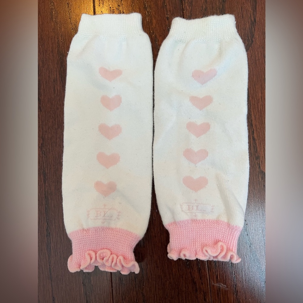Baby legs pink white heart leggings
